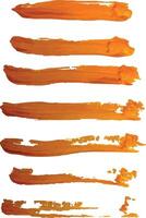 Illustration of a series of orange brush strokes. Each stroke has its own texture. vector
