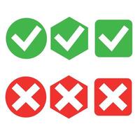 collection of green check marks and red cross marks vector