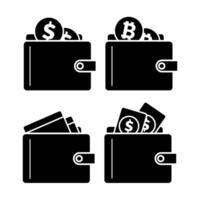 Set of wallet icons for payments vector