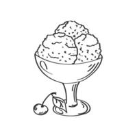 sketch7Hand drawn ice cream sundae with cherries for menus, invitations, greeting cards.Vintage drawn sketch illustration. illustration vector