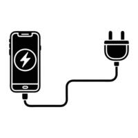 Smartphone Charging with Power Cord vector