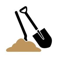 Shovel in the Ground Simple Illustration of Gardening Tool vector