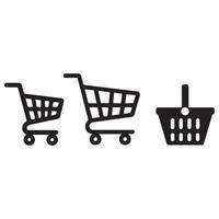 Shopping Cart and Basket Icons in Different Sizes vector