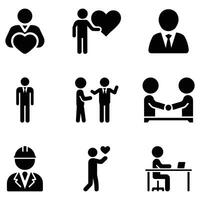 Diverse Business and Professional Icons Representing Interaction and Relationships vector