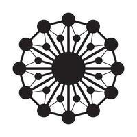 Abstract circular network design with interconnected nodes vector