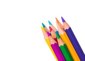 Colorful pencils arranged in a vibrant display ready for creative projects and artistic expression photo