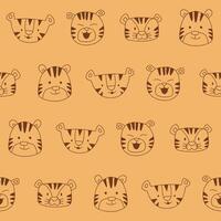 Outline Tiger Seamless Pattern Background for Print Fabric Surface Fashion Wrapping vector