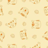 Outline Seamless Pattern of Tiger Animal Paw Background for Fashion Wrapping Print Fabric vector