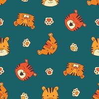 Seamless Pattern of Tiger Animal Paw Background for Fashion Wrapping Print Fabric Surface vector