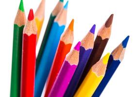 Vibrant assortment of colored pencils arranged in an artistic display for creative projects and artistic inspiration photo