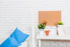 Contemporary workspace with inviting decor and organized elements in a bright room setting photo