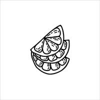 PrintCute hand drawn slices lemon with for menu or recipe. Doodle illustration. Fresh and tasty. vector