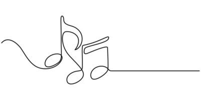 Continuous one line drawing of music notes modern style illustration vector