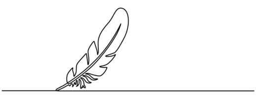 continuous one line drawing of Bird feather Isolated on white background illustration vector