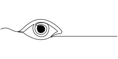 Continuous one line drawing of eye on transparent background vector