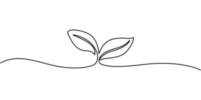 Continuous line drawing of small tree on white background vector