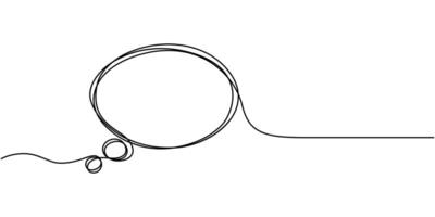 Continuous one line art drawing of speech bubble square shaped chat cloud vector