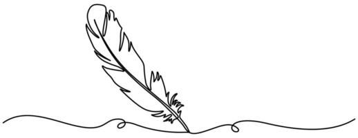 Continuous Line Drawing of Feather Icon Hand Drawn Symbol Illustration vector