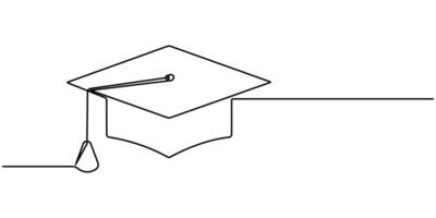 Graduation cap Single continuous line drawing university graduation hat graphic icon simple one line doodle for education concept vector