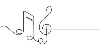 Decoration continuous line hand drawing element music note for concert vector