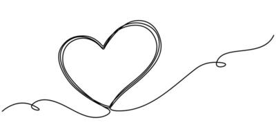 Heart shape outline continuous one line drawing icon vector