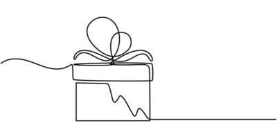 Gift Box Continuous One Line Drawing Icon vector