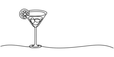 Cocktail Party Continuous Line Drawing Editable Stroke Line illustration vector