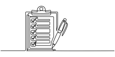 clipboard in one continuous line drawing vector