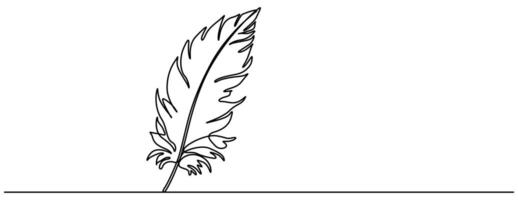 Continuous one line drawing of exotic bird feather Feather single line illustration Editable line vector