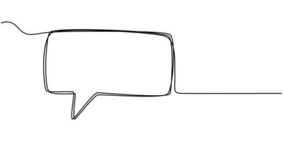 Speech bubble continuous one line drawing Empty speech minimalist linear illustration vector