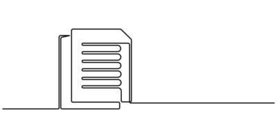 continuous One line drawing of a folder Outline documents background icon vector