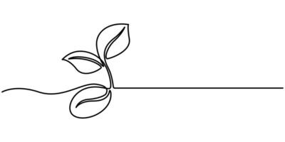 Continuous line drawing of plant growth single one hand drawn spouting growing eco concept vector