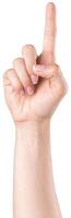 Hand gesture indicating number one after teaching in a bright classroom setting during midday photo