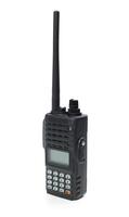Handheld two-way radio with digital display and extended antenna for clear communication in outdoor settings photo