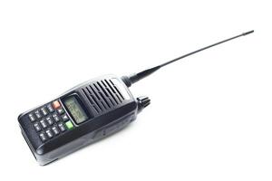 Handheld communication device featuring a keypad and antenna for radio transmission and reception photo