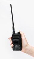 Handheld radio device used for communication in various settings, showcasing modern technology and functionality photo