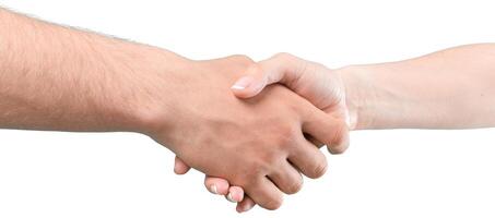 Handshake between diverse individuals symbolizes unity and collaboration in a professional setting photo