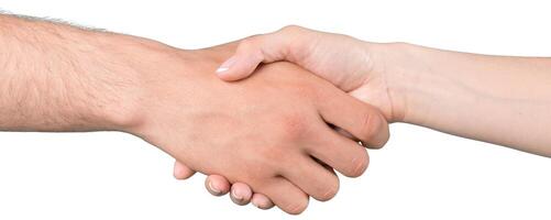 Handshake between two people signifies agreement and collaboration in a professional setting photo