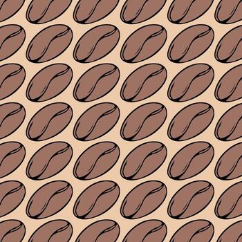 sin costura modelo con café frijol icono en garabatear estilo. textura en de moda color 2025. vector