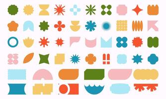 Set of abstract shapes from the 70s and 80s. Geometric elements, retro Y2K icons. vector