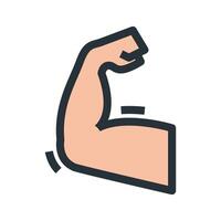 a hand with a bicep is shown in a line icon vector