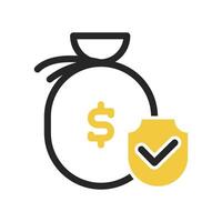 a money bag with a check mark and a dollar sign vector