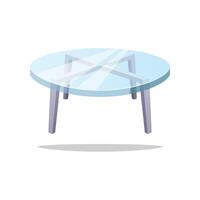 Glass round dining table isolated on white background. vector