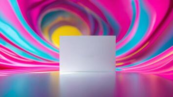Vivid background with blank canvas positioned for creative expression in a vibrant art studio photo