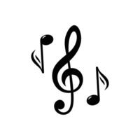 Treble clef and notes flat illustration isolated on white background vector
