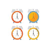Print Minimalist Clock Collection Three Colourful Alarms Isolated on white background vector