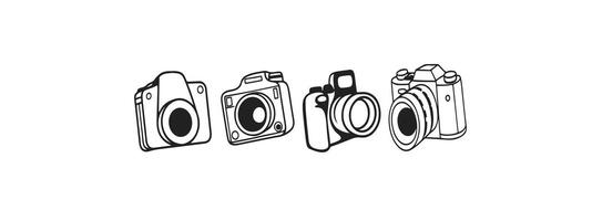 Print Camera icon set. Photo camera in flat style. vector