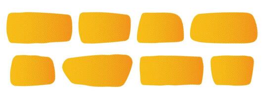 A set of jagged hand drawn quote frames. Blank speech bubbles. Orange shaped text boxes. Flat isolated illustration on white background vector