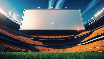 Empty stadium ready for a thrilling game under a bright sky in the afternoon photo