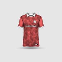 Jersey mockup design. Uniform front view jersey and sublimation templates for soccer, football, volleyball, badminton, e-sports, casual. Abstract red vector